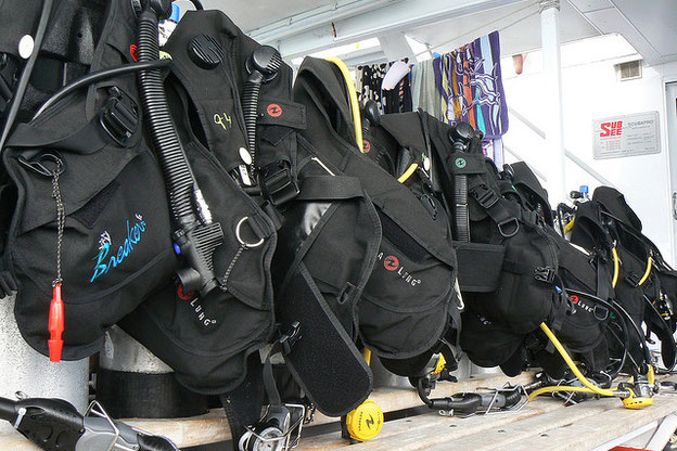 Jackets werden bei der Pflege und Desinfektion häufig vernachlässigt. Was viele Taucher gar nicht wissen: Der Inflator unterliegt der Revisionspflicht. Foto: Sonja Kaute