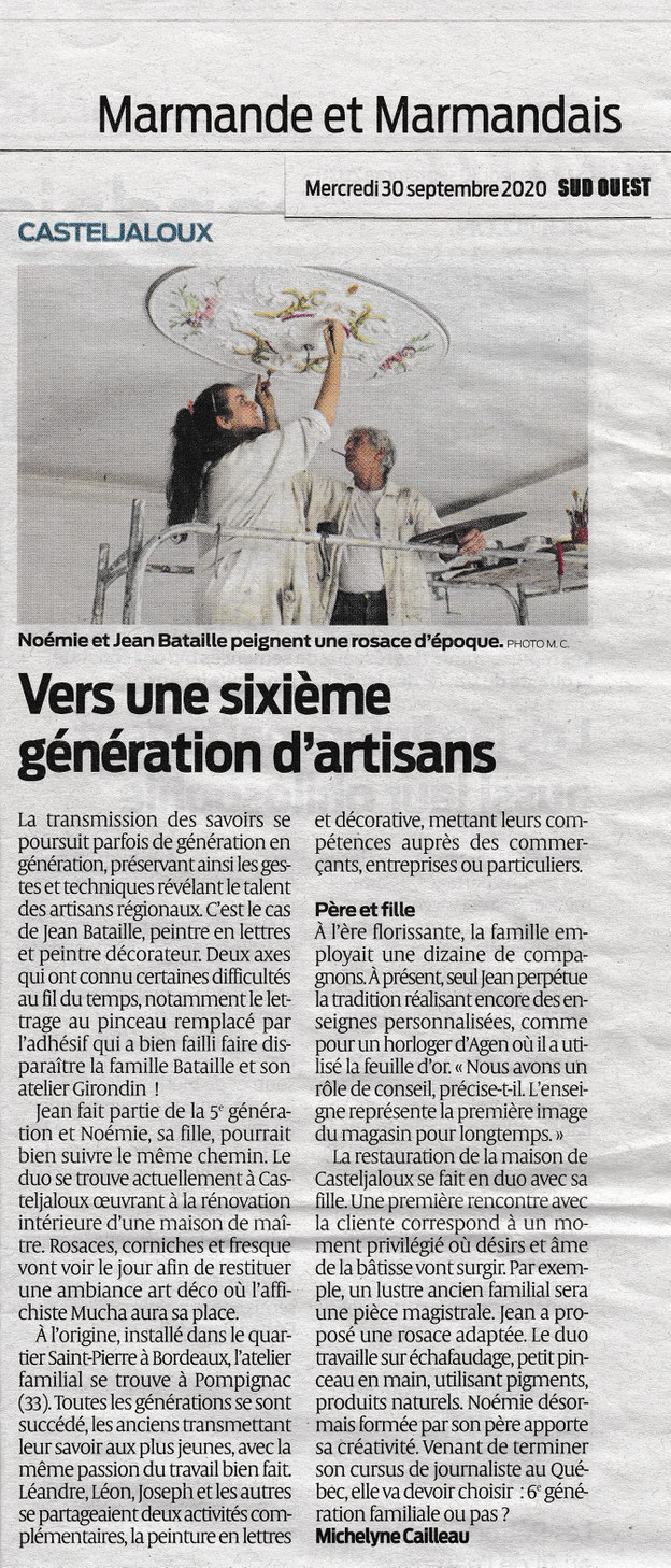 vers une sixième génération d'artisans