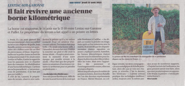 Sud Ouest Lestiac sur Gironde 21 août 2025