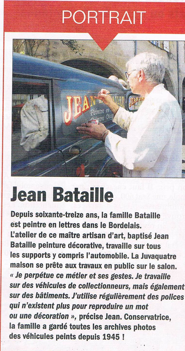 portrait de Jean Bataille Peintre en Lettres Peintre Décorateur