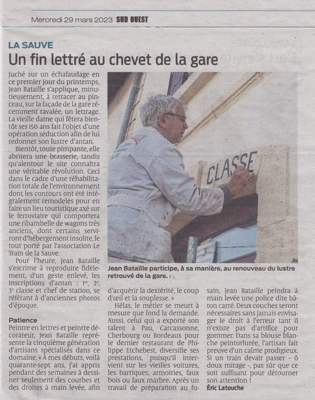 Sud Ouest 29 mars 2023 Gare de la sauve Majeure (33)