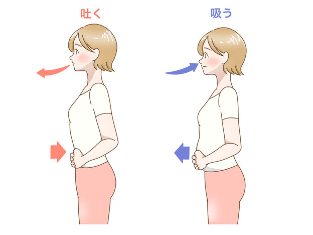 お腹を凹ませて吐き切る