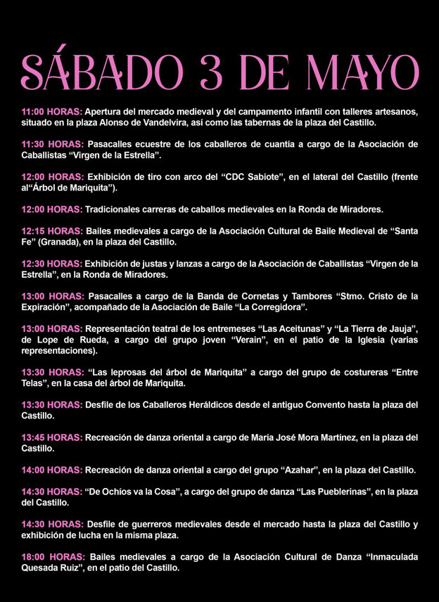 Programa de las Fiestas del Medievo en Sabiote