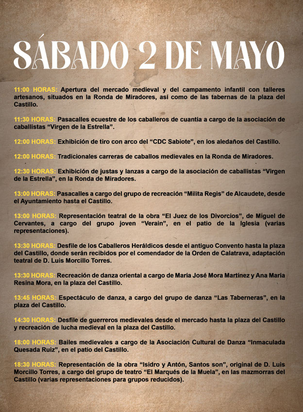 Programa de las Fiestas del Medievo en Sabiote
