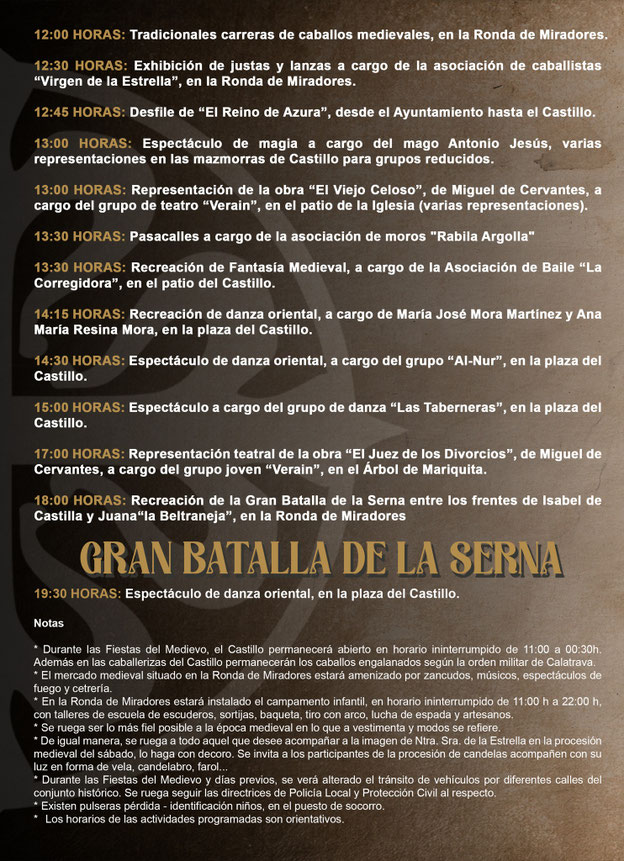 Programa de las Fiestas del Medievo en Sabiote