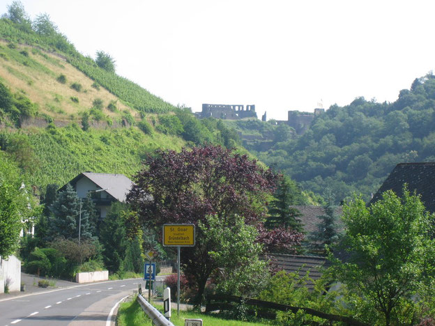 In Gründelbach mit Blick auf Burg Rheinfels, St. Goar (Rhein)