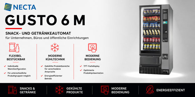 Necta Gusto 6 M Snack- und Getränkeautomat für Unternehmen und Betriebsverpflegung