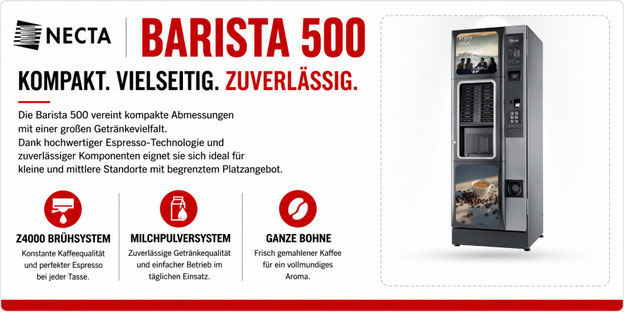 Barista 500 Kaffeeautomat mit modernem Sensortouch