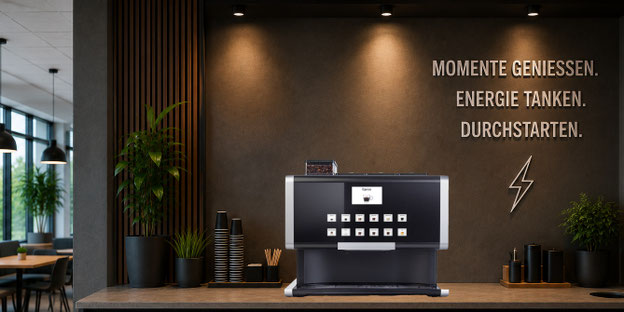 Gewerbliche Kaffeemaschine Rhea rhTT3 Pro im Betrieb