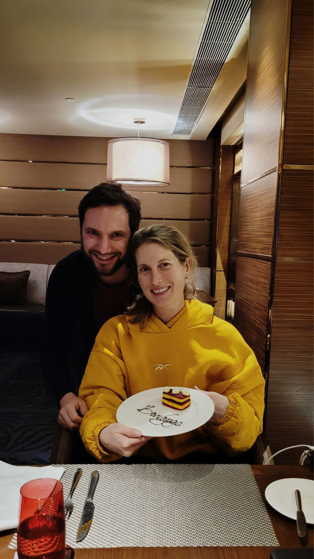 Farewell cake from the Sheraton Hotel, where we stayed for two weeks