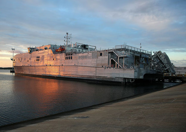 The roots of the friction stir welded aluminium panels are clearly visible on USNS 'Yuma' (T-EPF-8)