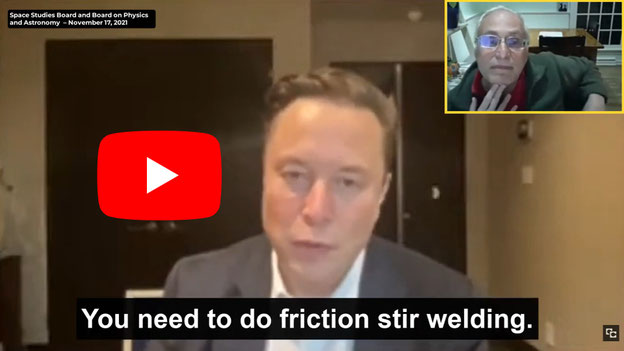 Elon Musk: So, for Falcon 9, we used  aluminum-lithium, but the problem is, it's very difficult to weld. You need to do friction stir Welding.