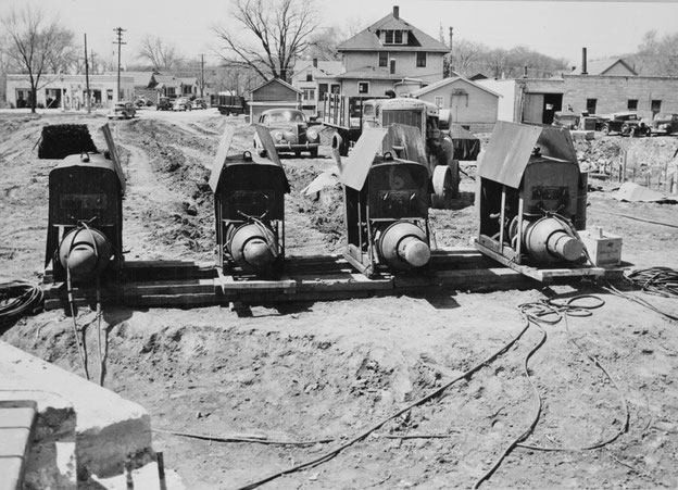 The Teleweld Corporation of Chicago spent a total of 528 man hours of welders' time, with four Lincoln power supplies from Tuesday, 19 April to Monday, 16 May 1949 for on-site manual metal arc welding (i.e. stick welding with flux-coated electrodes)