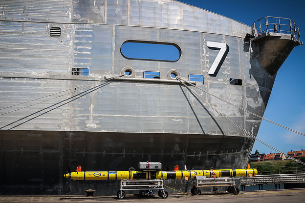 Friction stir welded panels in the bow section of the USNS 'Carson City' (T-EPF-7)