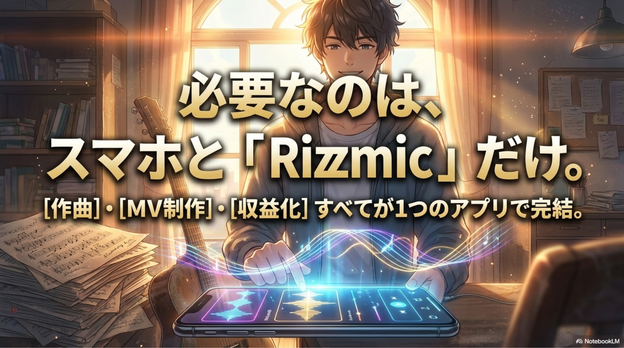 Rizzmicとは？スマホ1台で音楽制作〜ミュージックビデオ〜副業収益化まで完結するAIアプリ