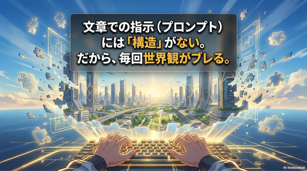 プロンプトは便利ですが  ・毎回条件が変わる ・キャラがブレる ・世界観がズレる  つまり