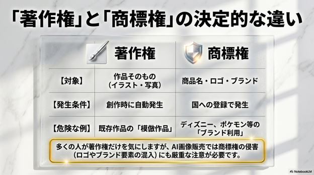AI画像販売で注意したい著作権と商標権の違い