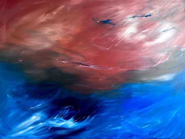 Zeitzeichen "Die Überquerung" / 150 x 150cm / Schichtungen auf Leinwand