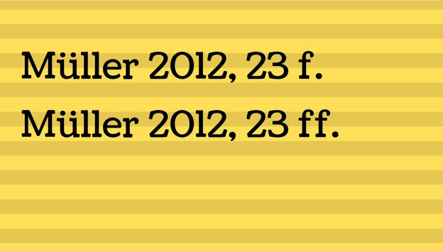 Gelbes Feld bezeichnet "Müller 2012, 23f." und "Müller 2012, 23ff."