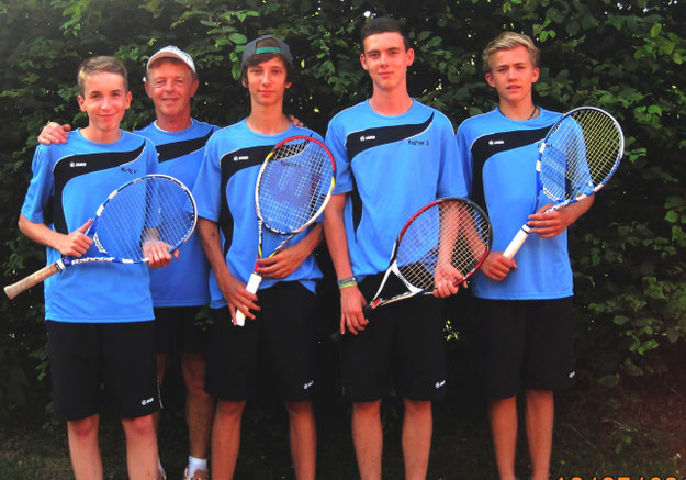 Jonas, Marcus, Yannick, Raphael, Moritz, Michael und Nicolas, Trainer Wolfgang Grün