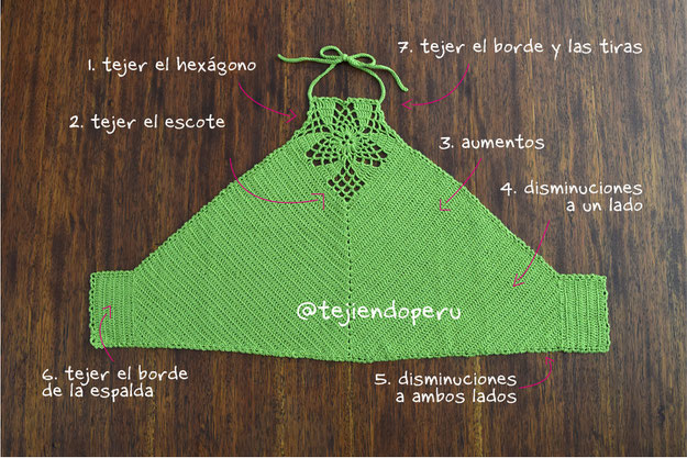Top corsé con granny tejido a crochet en 3 tallas