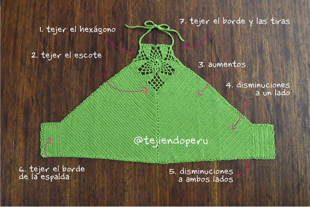 Top corsé con granny tejido a crochet en 3 tallas