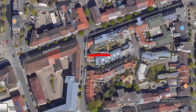 Anfahrt- und Lageplan Rechtsanwalt Breiner, bei BHLZ, Frankenthal, Welschgasse 3
