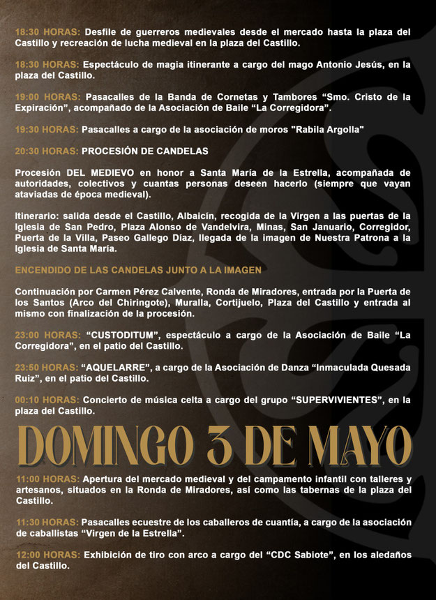 Programa de las Fiestas del Medievo en Sabiote