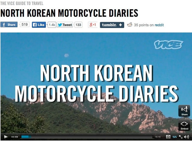 VICE Website North Korean Motorcycle Diaries