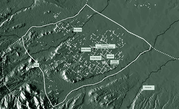 Localizzazione delle chiese paleocristiane all'interno del "saltus Carminianensis"
