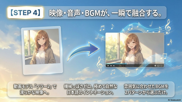 動画・ナレーション・背景音楽（BGM）の自動生成