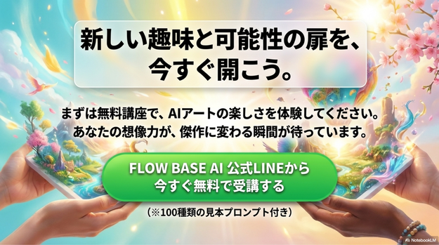 無料AIアート講座は、  FLOW BASE AI公式LINEから受講できます。