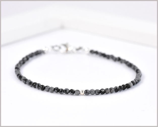 Edelsteinarmband mit 2 mm Obsidian