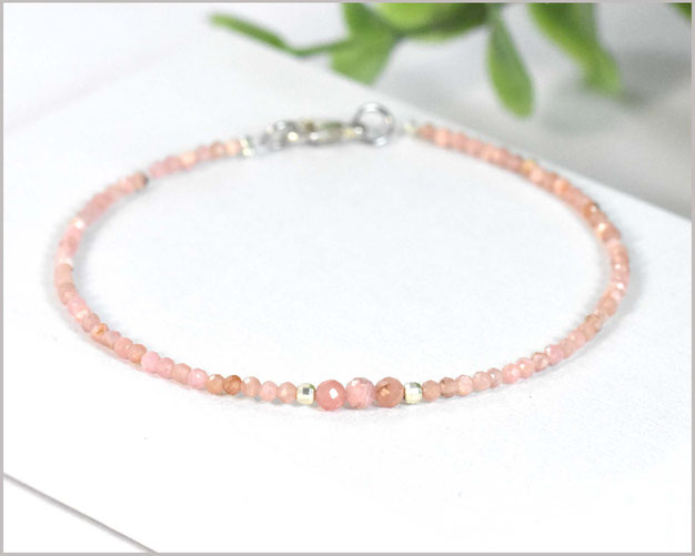 Edelsteinarmband mit 2 mm Rhodochrosit