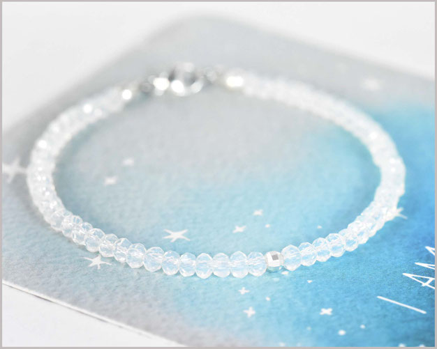 Facettiertes Opal Edelsteinarmband in 2 x 3 mm mit 925 Silber