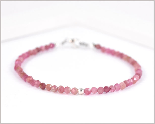 Edelsteinarmband mit 3 mm Turmalin rosa