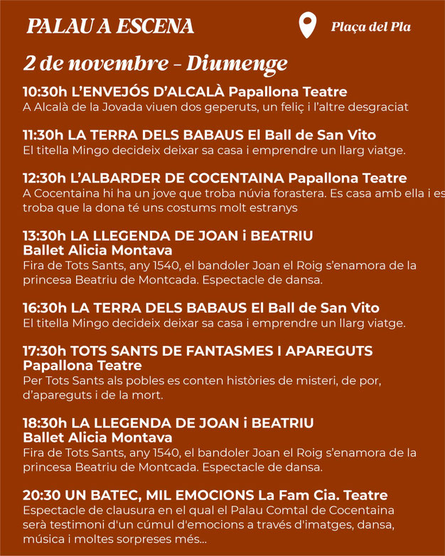 Programa de la Fira de Tots Sants en Cocentaina