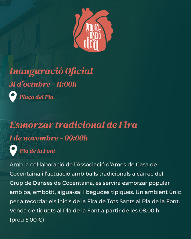 Programa de la Fira de Tots Sants en Cocentaina