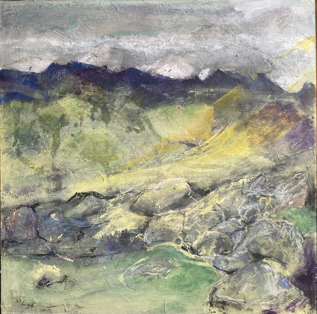 Movement in Silence, 40x40cm, Acryl auf Holz, 2026