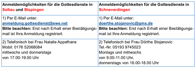 Anmeldemöglichkeit Weihnachts- und Neujahrsgottesdienste St. Marien Soltau