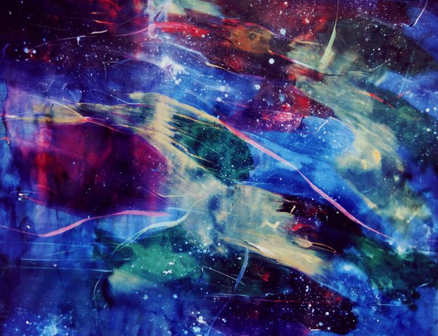 "Sternstrassen, Schicksal 1999" / 180 x 160 cm, 1998, mixed media auf Leinwand, Vermietung.