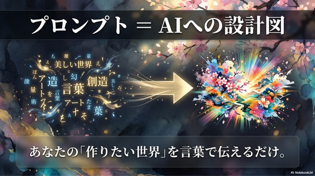 AIアートのプロンプトとは、  画像生成AIに入力する指示文のことです。