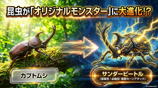 おすすめ自由研究昆虫をオリジナルモンスター化する