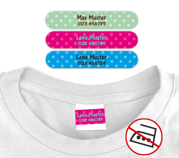 schmale Kleidungsaufkleber für einfache und schnelle Markierung der Kleidung - ohne Aufbügeln - pvc-frei - Motiv: Punkte