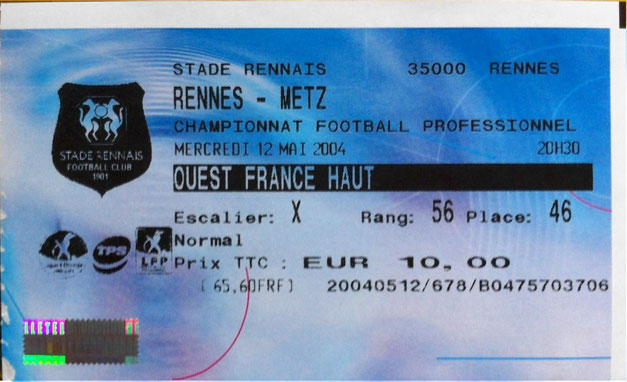 12 mai 2004: Stade Rennais - FC Metz - 36ème Journée - Championnat de France (0/0 - 22.143 spect.)