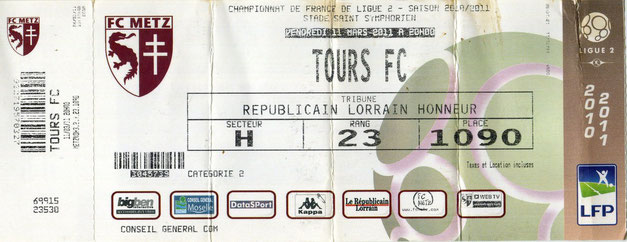 11 mars 2011: FC Metz - Tours FC - 27ème Journée - Championnat de France (1/0 - 7.935 spect.)