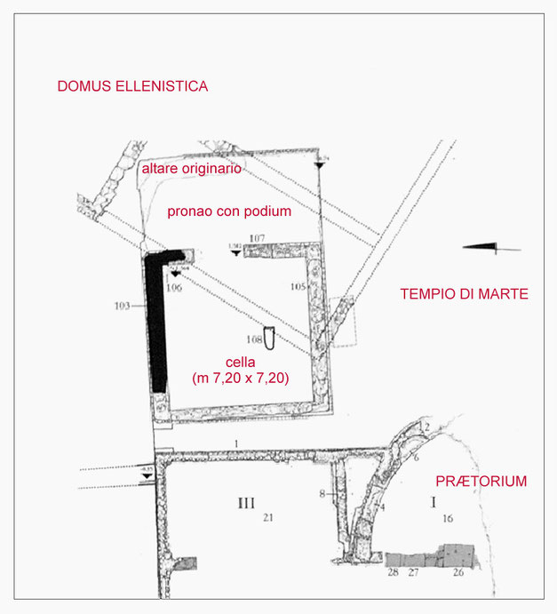 Planimetria area tempio di Marte di Larinum