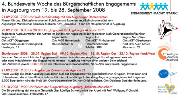 Bundesweite Woche des bürgerschaftlichen Engagements 2008 in Augsburg vom 19. bis 28. September 2008