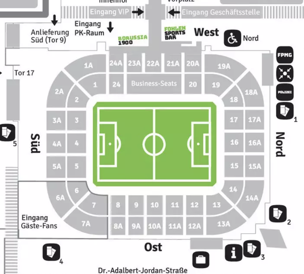 Stadionplan Sitzplan Blockplan Borussia Park Mönchengladbach
