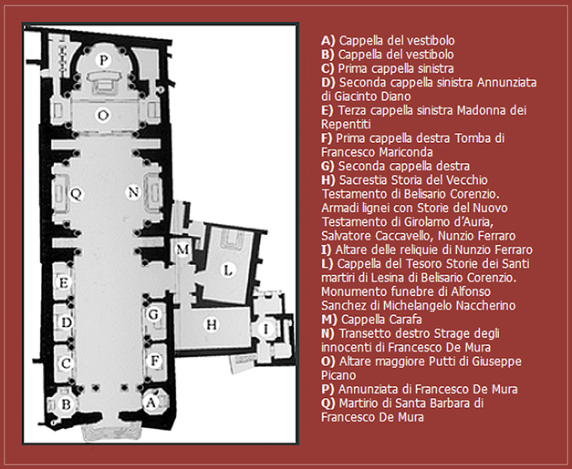 Pianta Basilica Annunziata Maggiore a Napoli